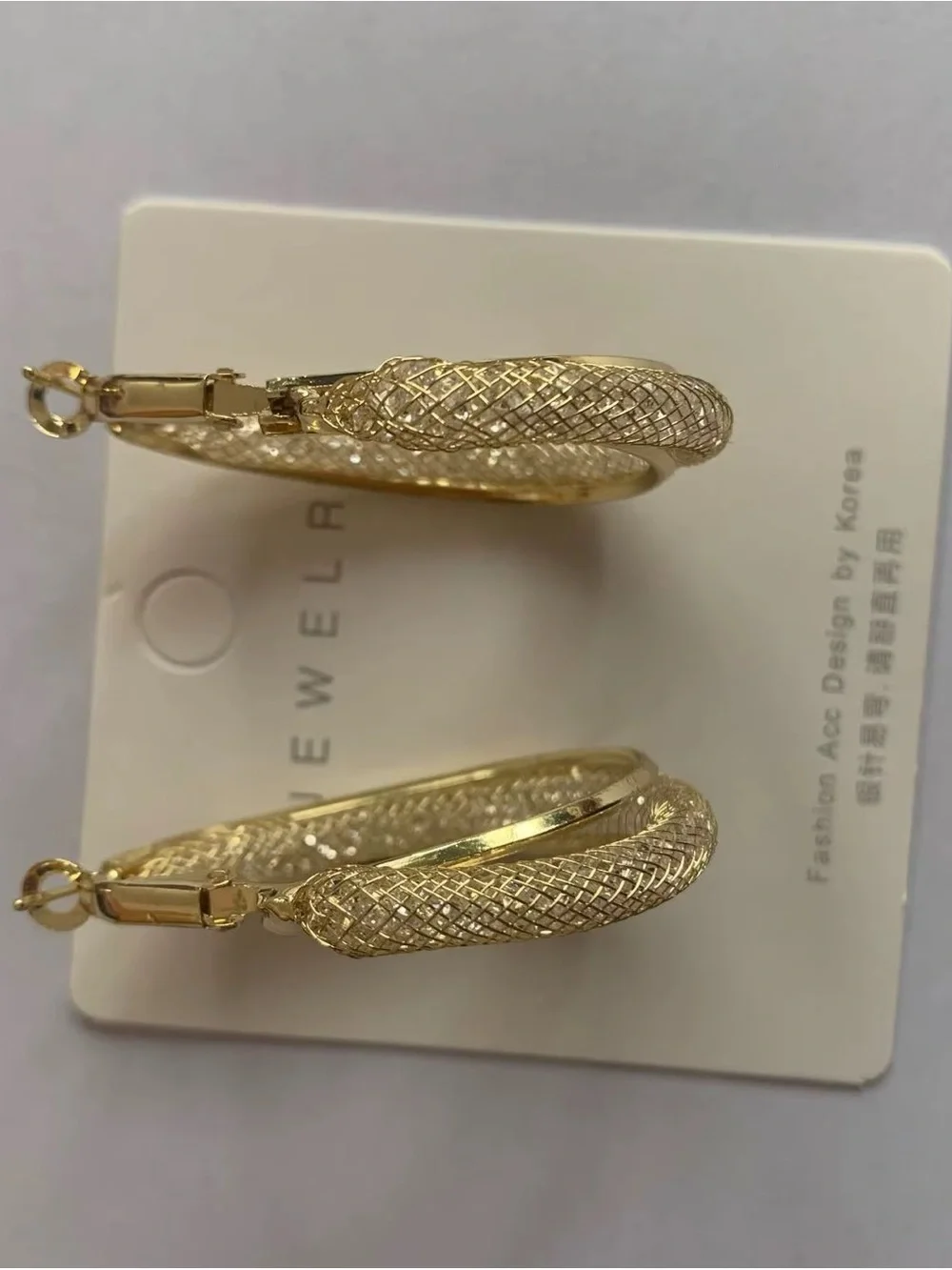 ** High-Quality Stainless Steel Gold Textured Double Hoop Earrings